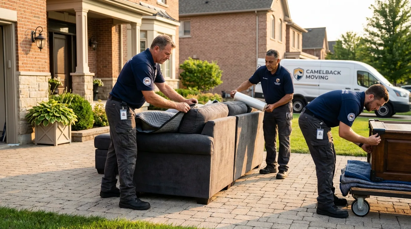 Large estate moving crew wrapping furniture in Paradise, CA