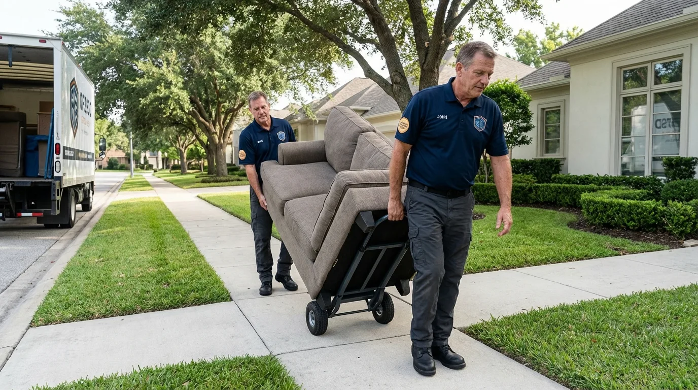 Local residential moving crew loading furniture in Paradise, CA